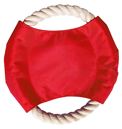 Dog disc toss toy with rope