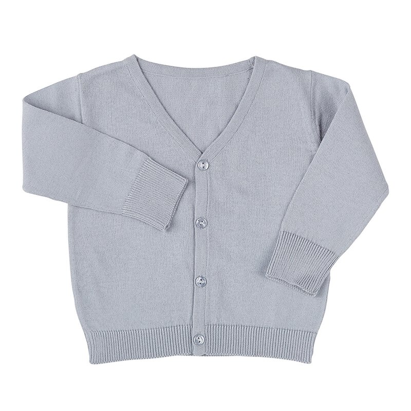 Cotton Knit Baby Sweater Gray