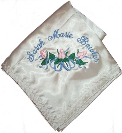 This is Heirloom Embroidered Satin Baby Blanket