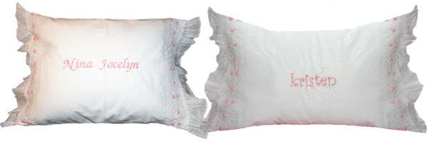 Smocked Pillows (shown with Pink Rosebuds)