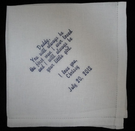 Actual handwriting embroidered on personalized hankerchief Weddings Gifts & Mementos Best Men Gifts Custom handwriting handkerchief for the father of the bride gift on wedding day 
