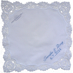 This is Personalized Embroidered Plauen Lace Hankie