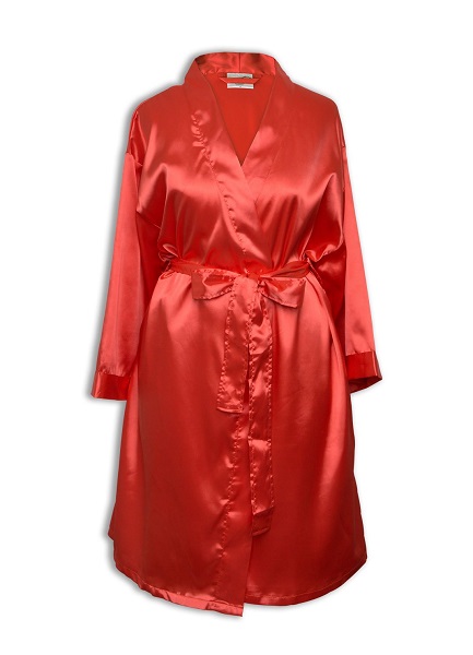 Coral Satin Dressing Gown