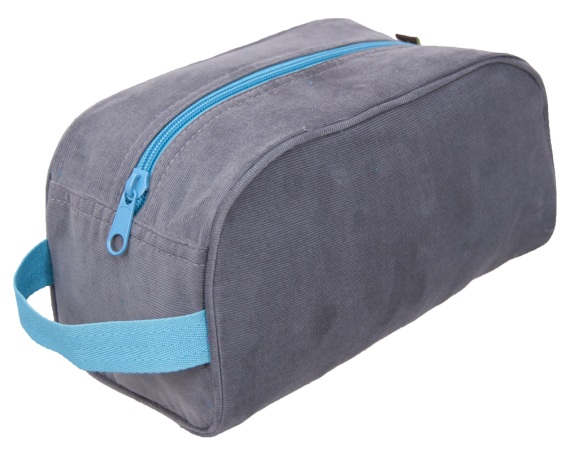 Slate/Aqua Corduroy Cosmetic Bag