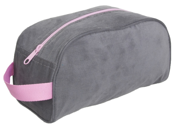 Slate/Pink Corduroy Cosmetic Bag