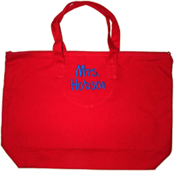 Red Cotton Zippered Tote