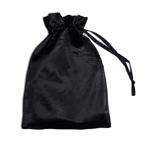 Satin Drawstring Bag in Black