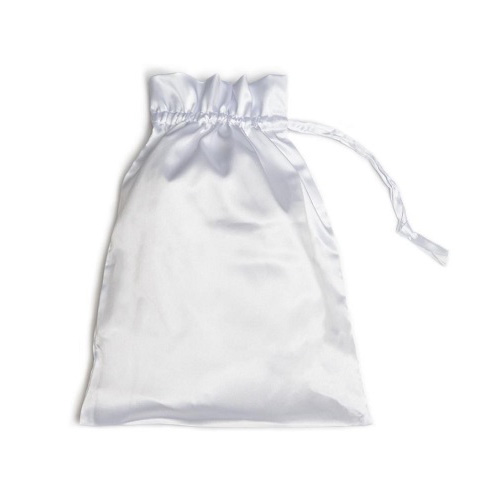 Satin Drawstring Bag in White