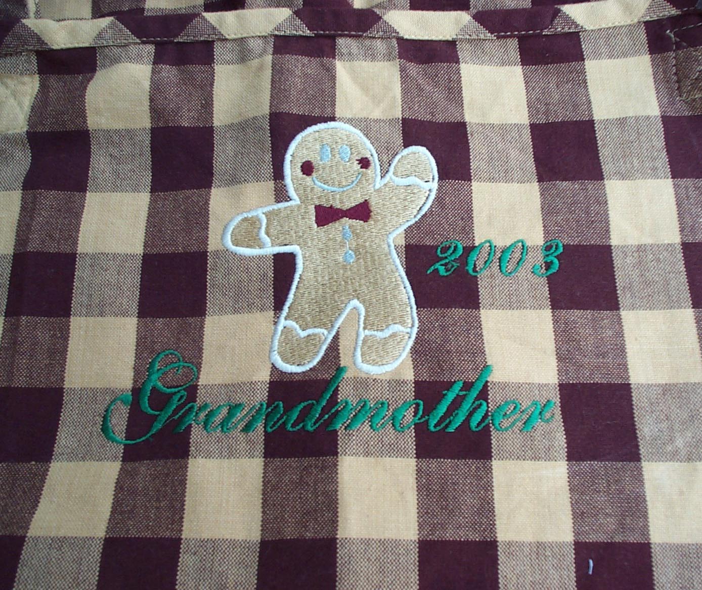 Close Up of Embroidery for Grandmother's Cookie Apron
