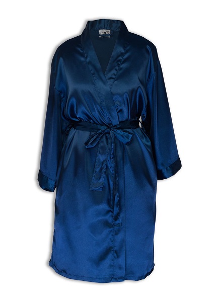 Navy Satin Dressing Gown