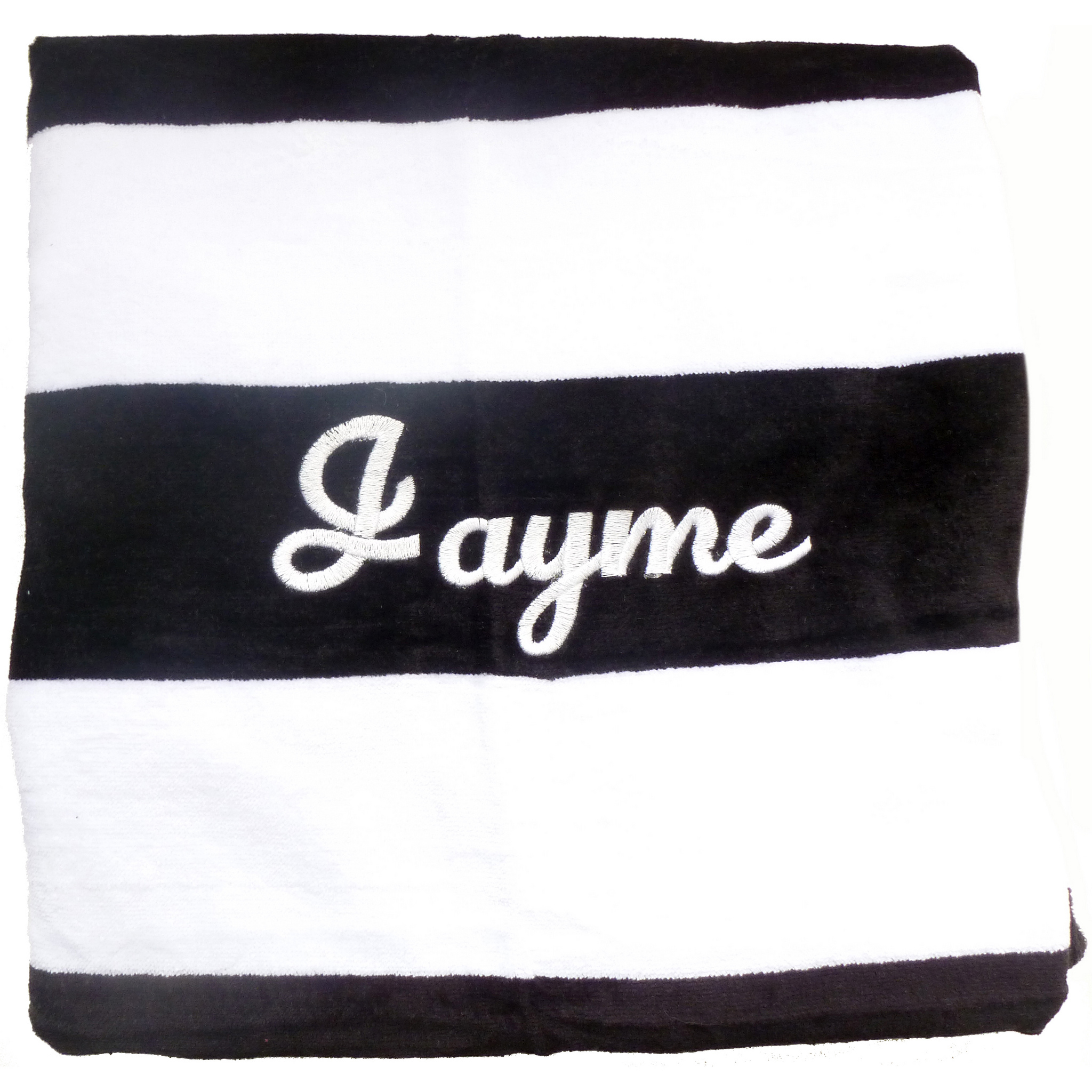 Black  and White Striped Towel