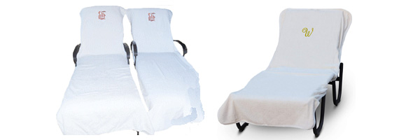 This is Personalized Embroidered Lounge Chair Cover Towel in Cotton Terry