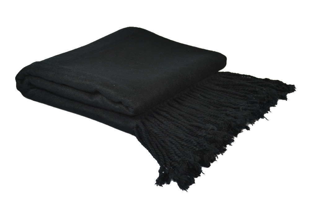 Black Bamboo Fringed Throw Blanket