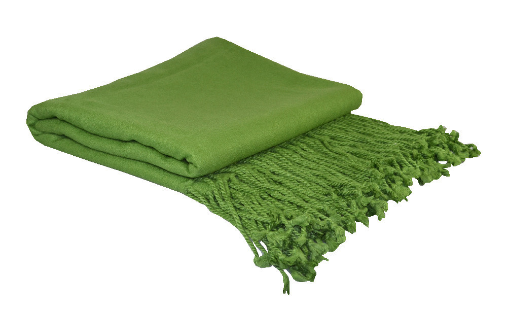 Parrot Green Bamboo Fringed Throw Blanket