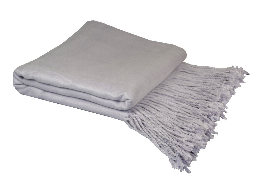 Silver Lilac Bamboo Fringed Throw Blanket