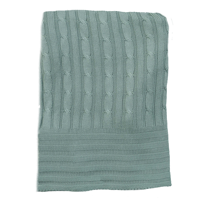 Clover Green Bamboo Cable Knit Blankets