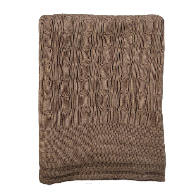 Gingerbread Brown Bamboo Cable Knit Blanket