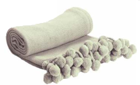 Cream Pom Pom Cotton Blanket