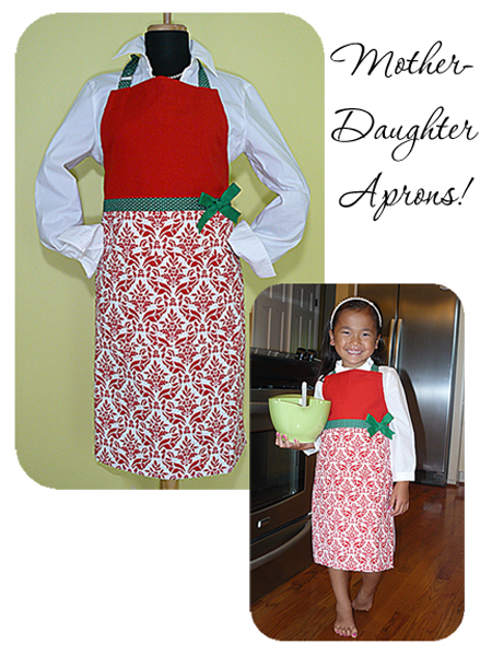 Damask Mother-Daughter Holiday Aprons