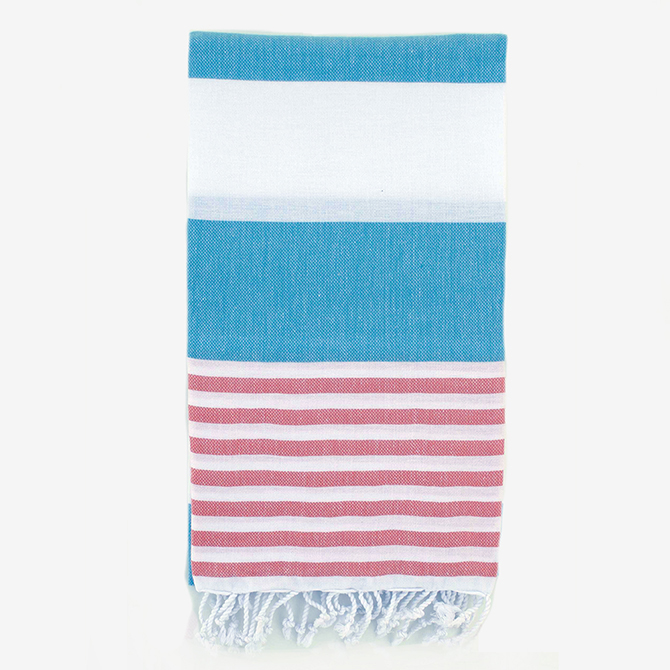 Aqua/Coral Turkish Boreas Style Towels