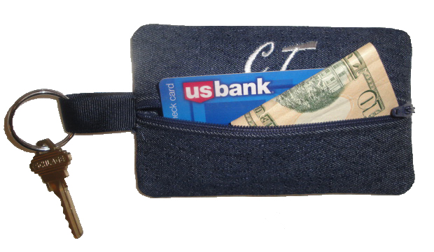 This is Zippered Keyring Wallet Credit Card Holder 