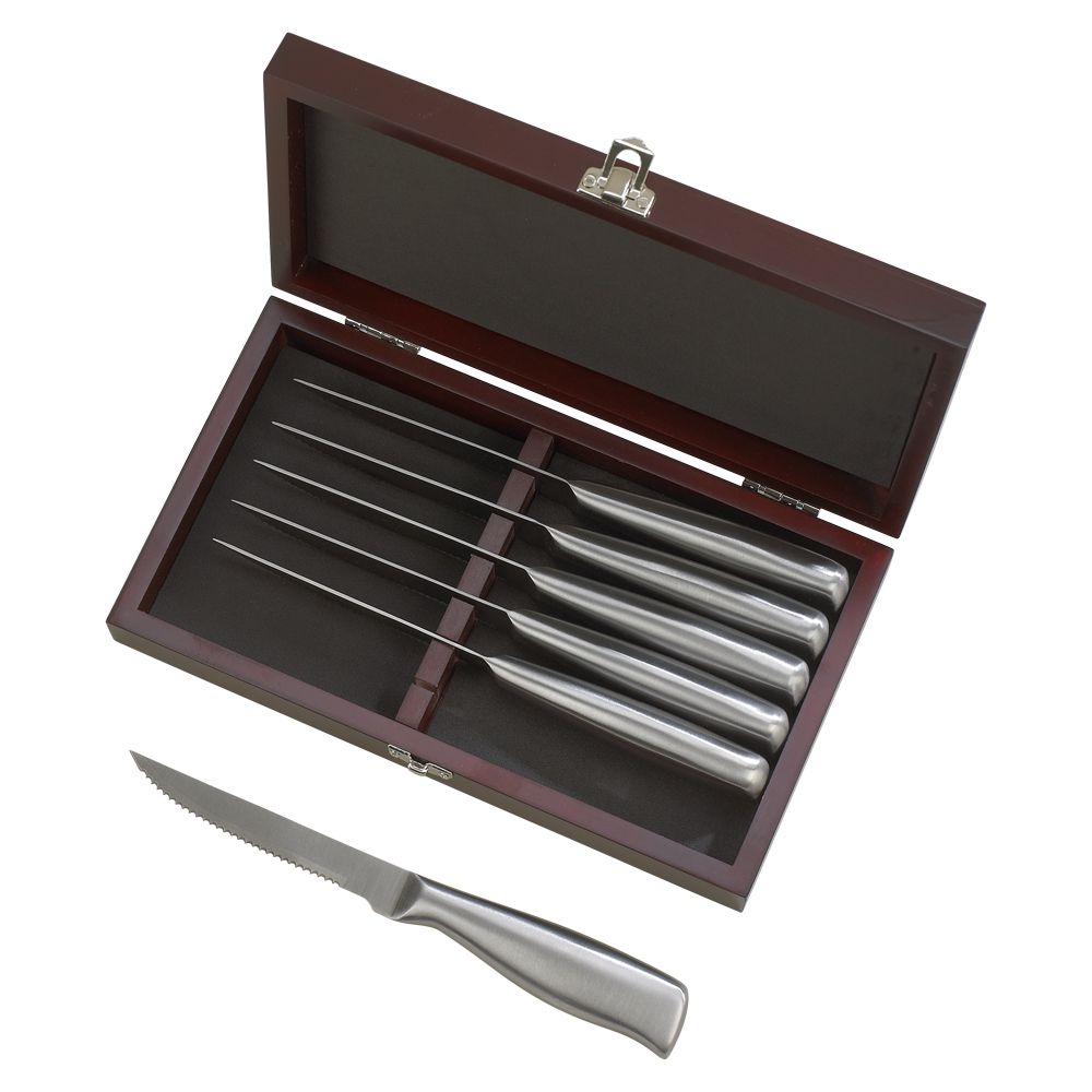 This is Steak Knife Set of Six in Personalized Rosewood Box