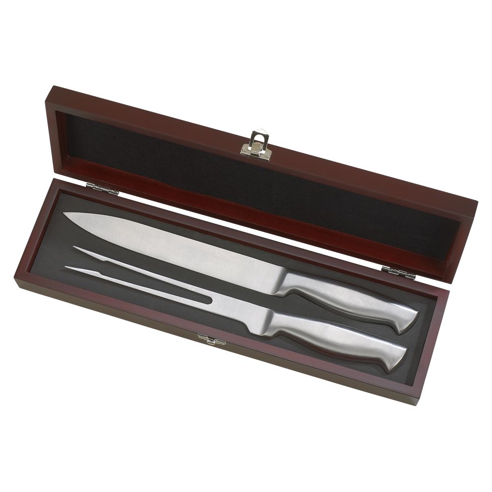 This is Carving Set in Personalized Rosewood Finished Box