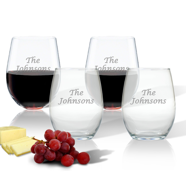 This is Personalized Stemless Wine Glasses - Set of Four