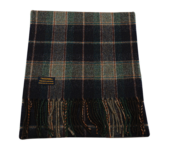 lambswool scarf country check navy